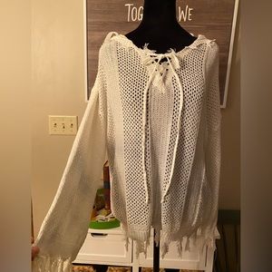 Cream crochet Hoodie #79